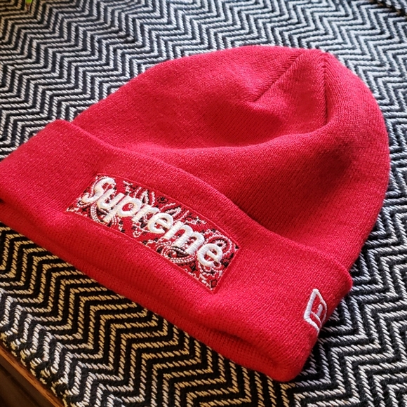 red supreme bandana beanie